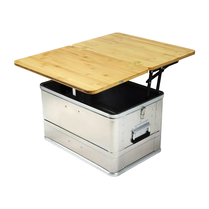 Cocina móvil para acampar, caja de almacenamiento de utensilios de cocina con mesa plegable