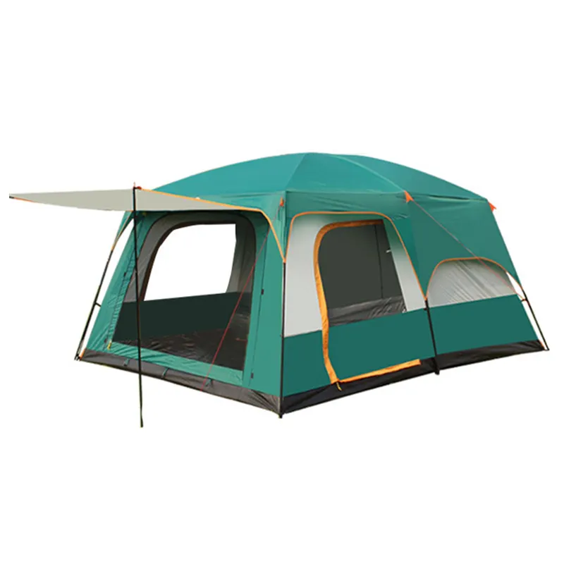 Tienda de campaña familiar extragrande de 2 dormitorios con toldo para camping, fiestas, senderismo y festivales.