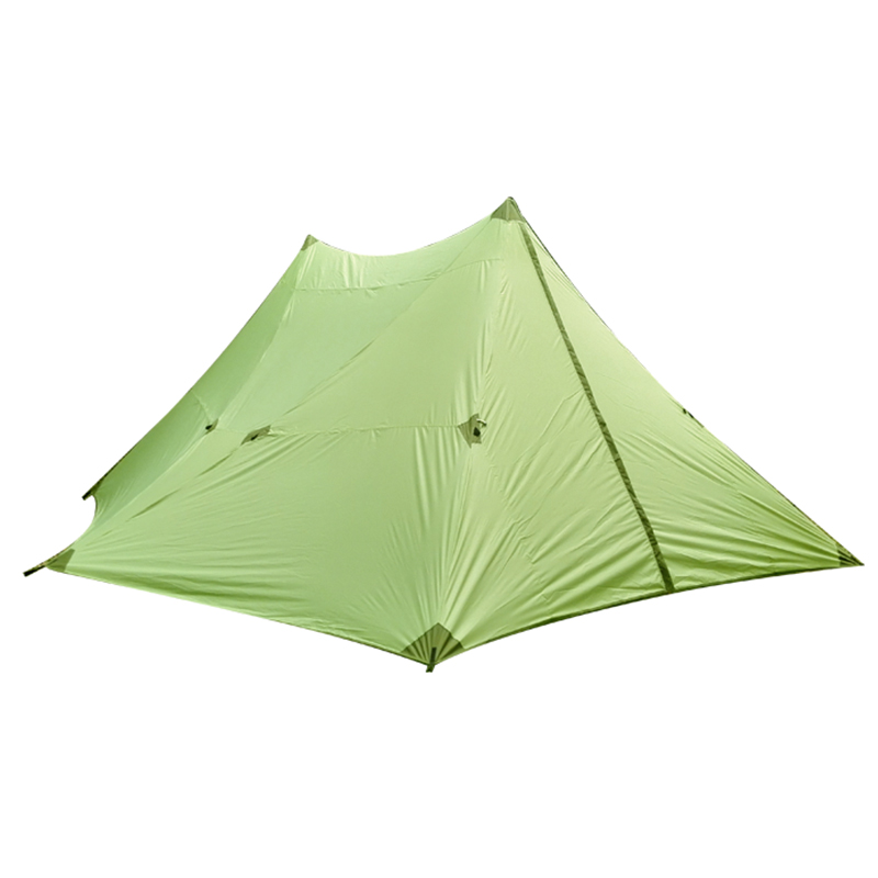 Tienda de campaña ultraligera impermeable para senderismo de montaña con bastón de trekking y lona protectora