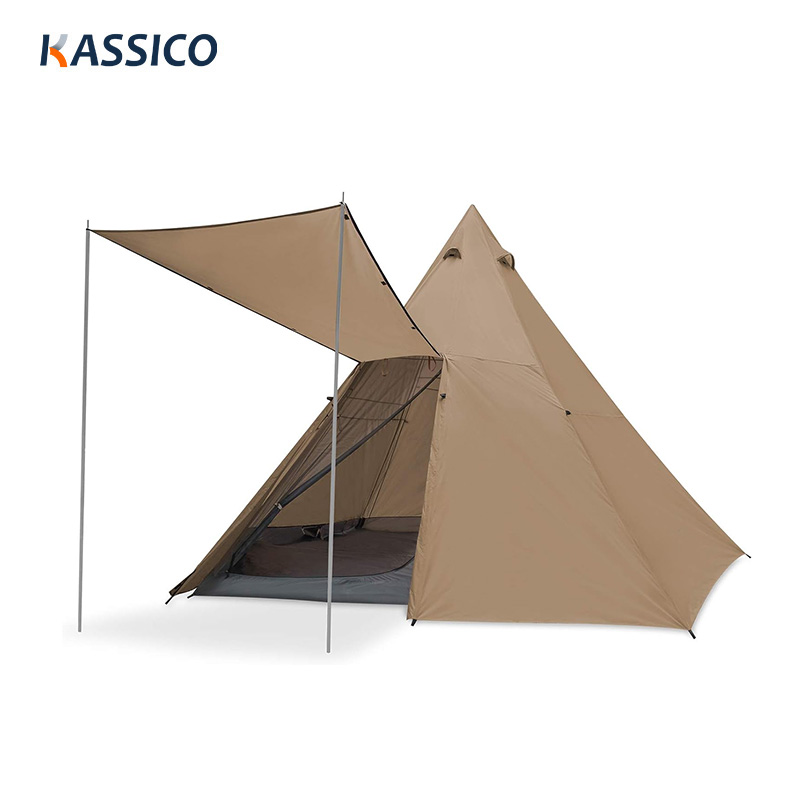 Tienda de campaña tipi con toldo para viajes en familia y en coche
