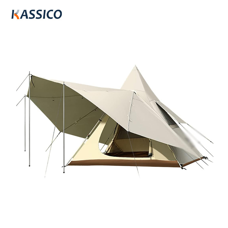 Tienda de campaña tipi de doble capa con dosel