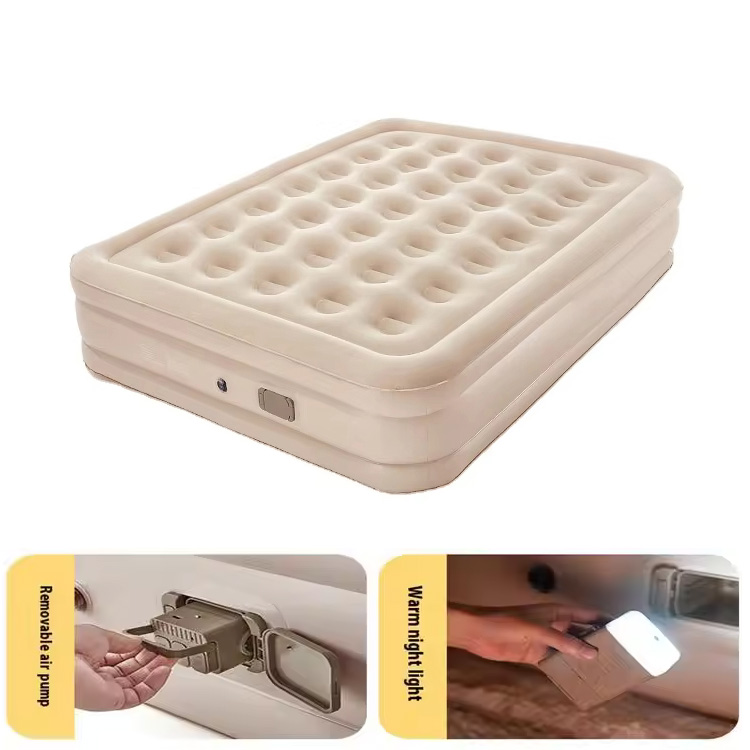 Cama inflable de doble altura para acampar, colchoneta inflable automática