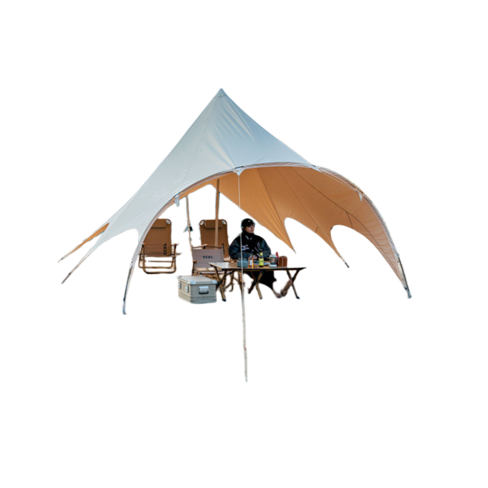 Tienda de campaña con dosel y protección solar