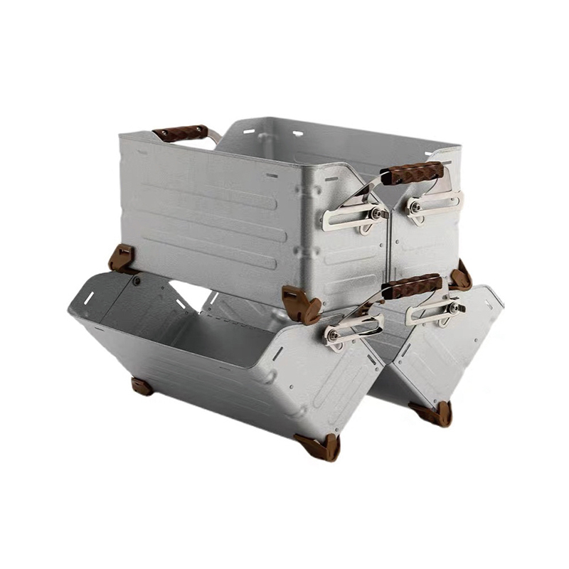 Contenedor de estante plegable de aluminio para acampar