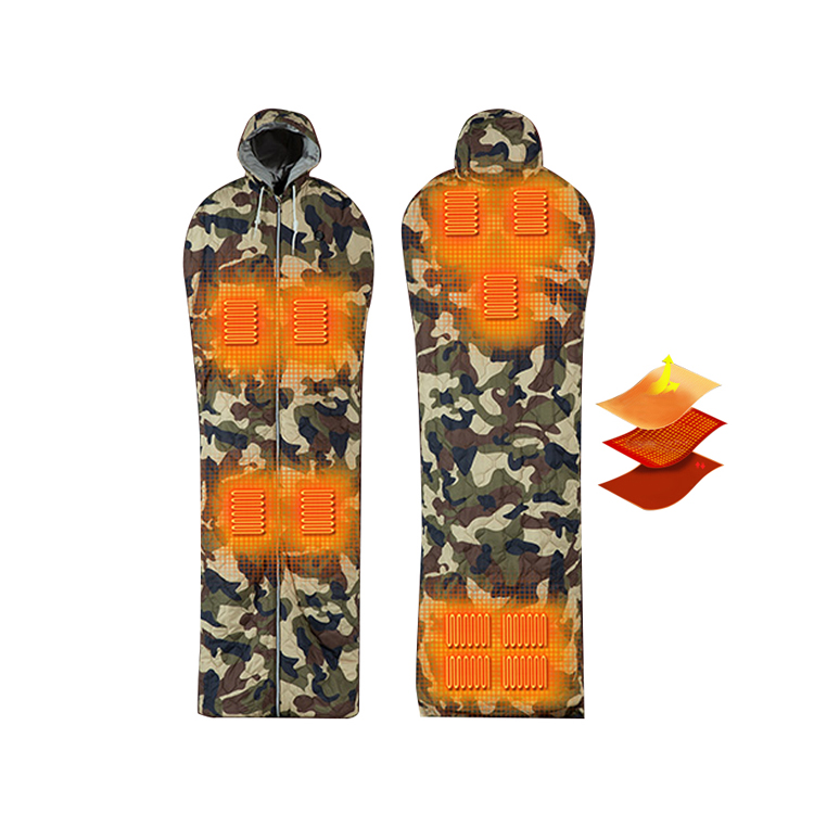 Saco de dormir calefactable con USB y camuflaje para pesca y caza al aire libre