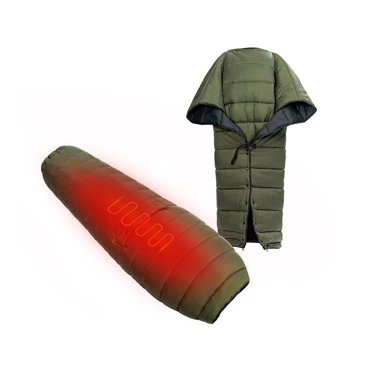 Saco de dormir ultraligero tipo poncho con calefacción y espacio para los pies