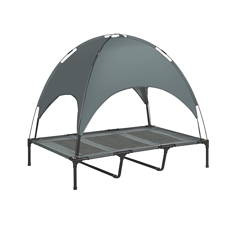 Cama elevada plegable para mascotas con dosel extraíble