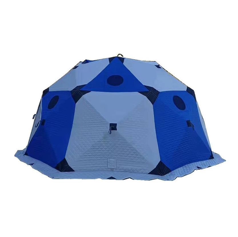 Tienda de campaña hexagonal de tres capas para pesca en hielo en invierno