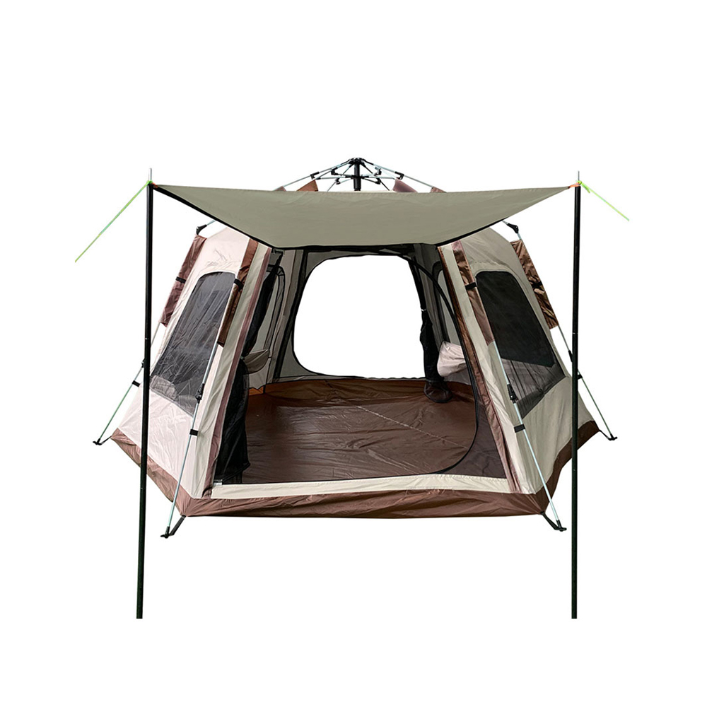 Tienda de campaña familiar hexagonal para exteriores: protección solar, apertura rápida, amplio espacio