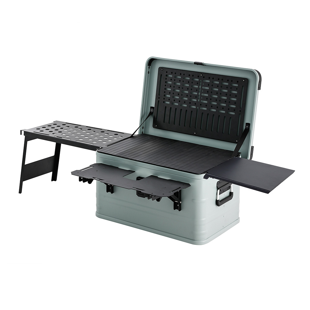 Caja de cocina de aluminio para campamento de 50 litros