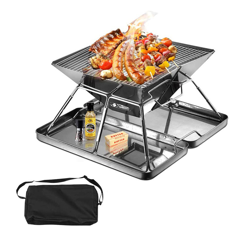 Parrilla plegable de carbón de leña de acero inoxidable | Parrilla para exteriores