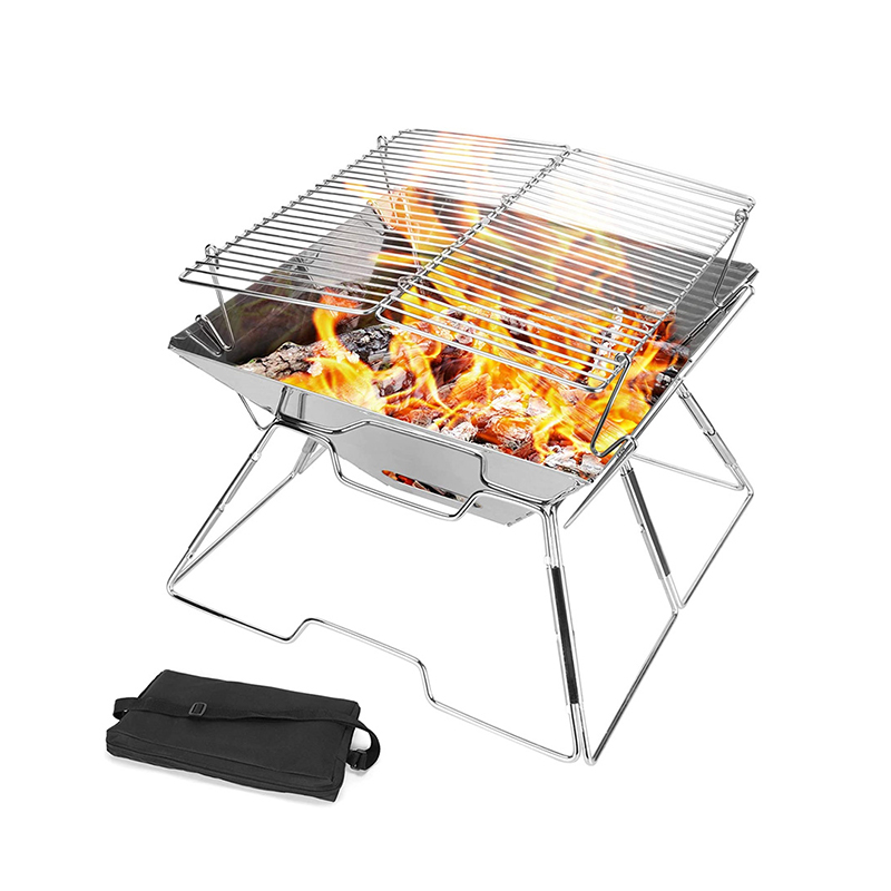 Fogata para acampar al aire libre | Parrilla plegable para barbacoa