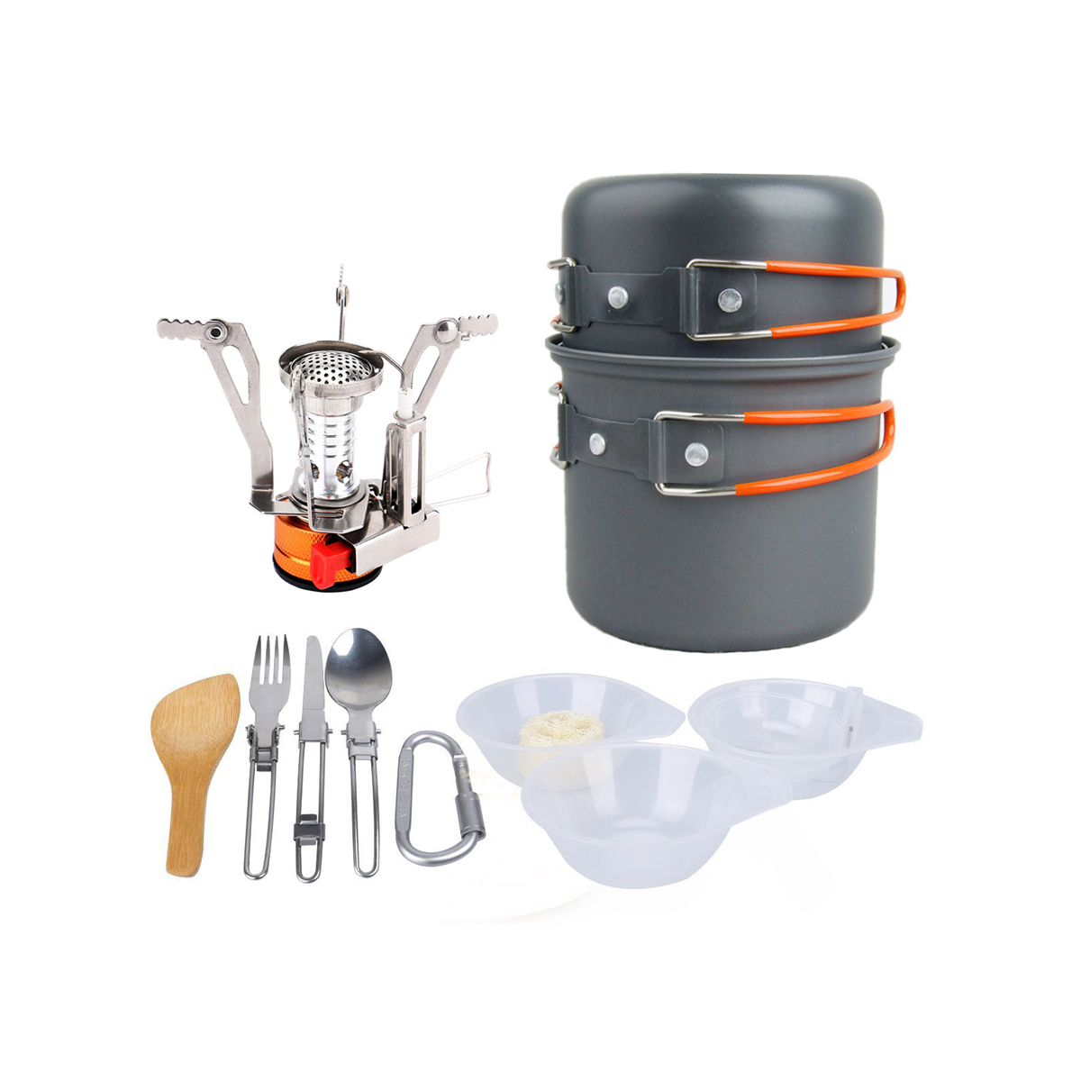Juego de utensilios de cocina para acampar de 11 piezas