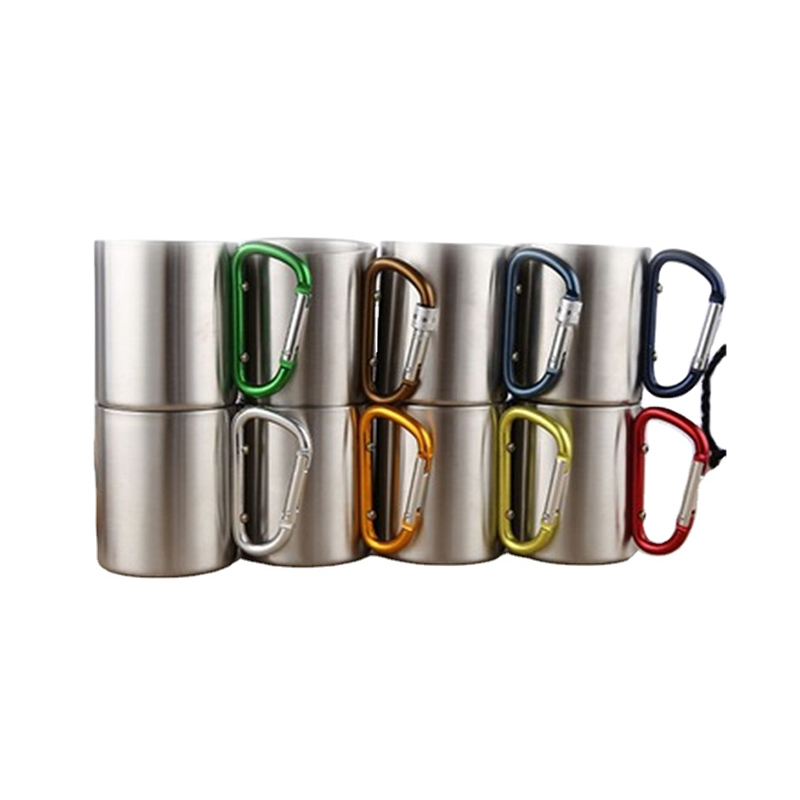 Taza portátil con mosquetón de acero inoxidable