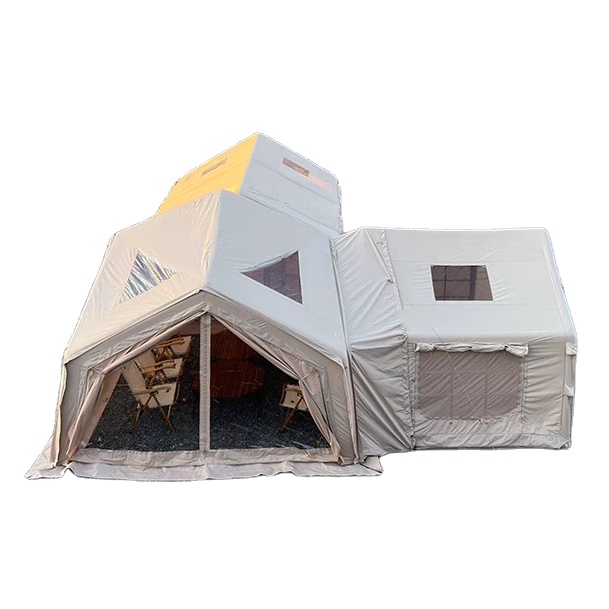 Tienda de campaña inflable impermeable combinada para acampar al aire libre en familia