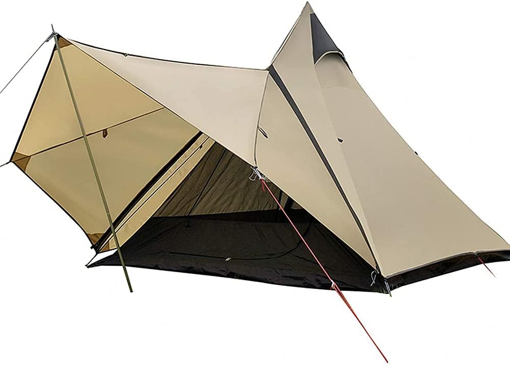 Tienda tipi india piramidal para acampar: refugio con protección solar, doble capa, para 4 estaciones